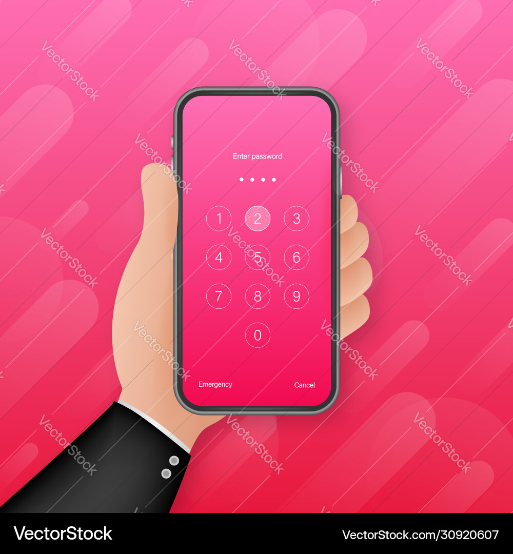 Screen lock authentication password smartphone Screen lock authentication password smartphone vector image