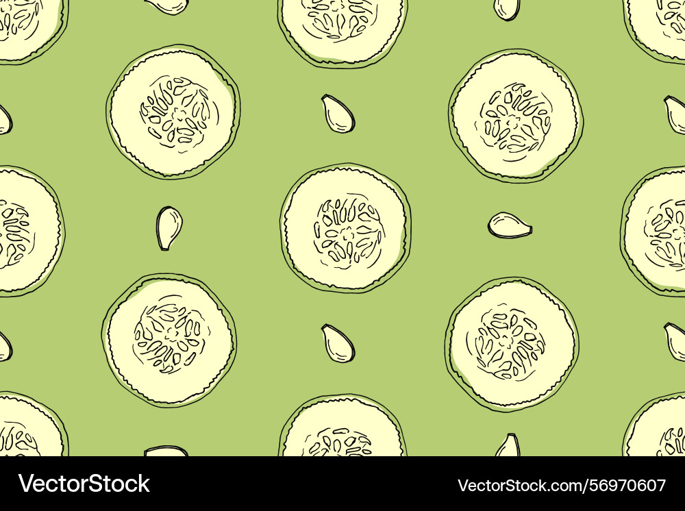 Seamless pattern of round cucumber slices Seamless pattern of round cucumber slices vector image