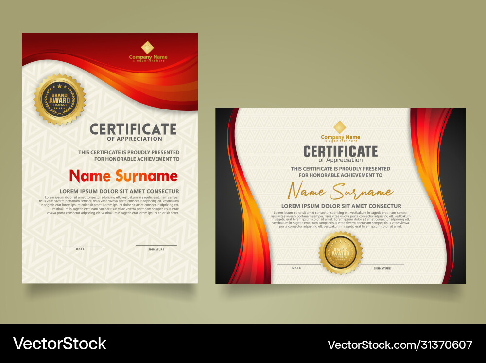 Set modern certificate template with flow lines Set modern certificate template with flow lines Vector Image