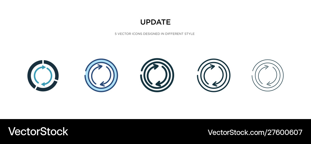 Update icon in different style two colored Update icon in different style two colored vector image