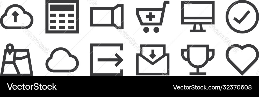 12 set linear user interface icons thin 12 set linear user interface icons thin vector image