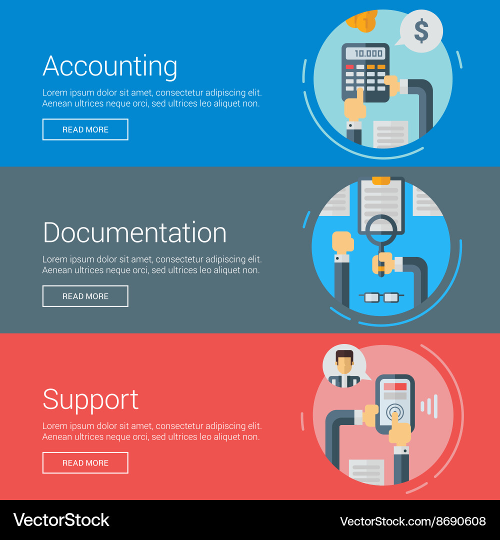Accounting documentation support flat design vector image