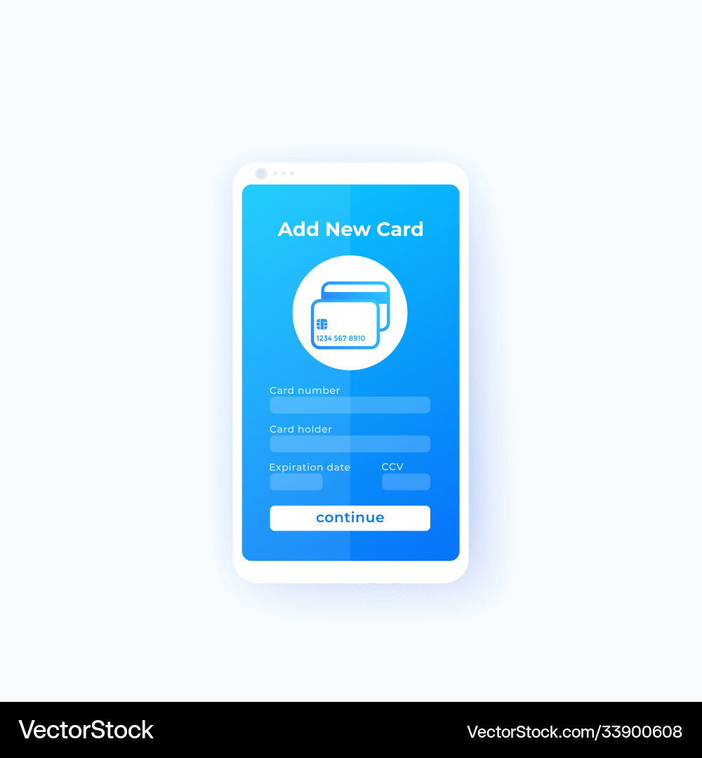 Add new card mobile app ui vector image