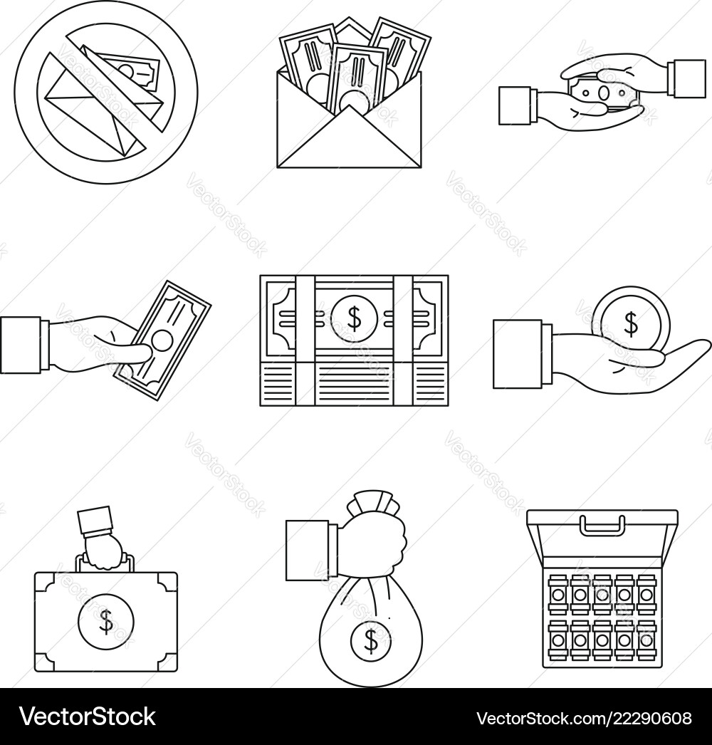 Bribery corrupt practices icon set outline style Bribery corrupt practices icon set outline style vector image