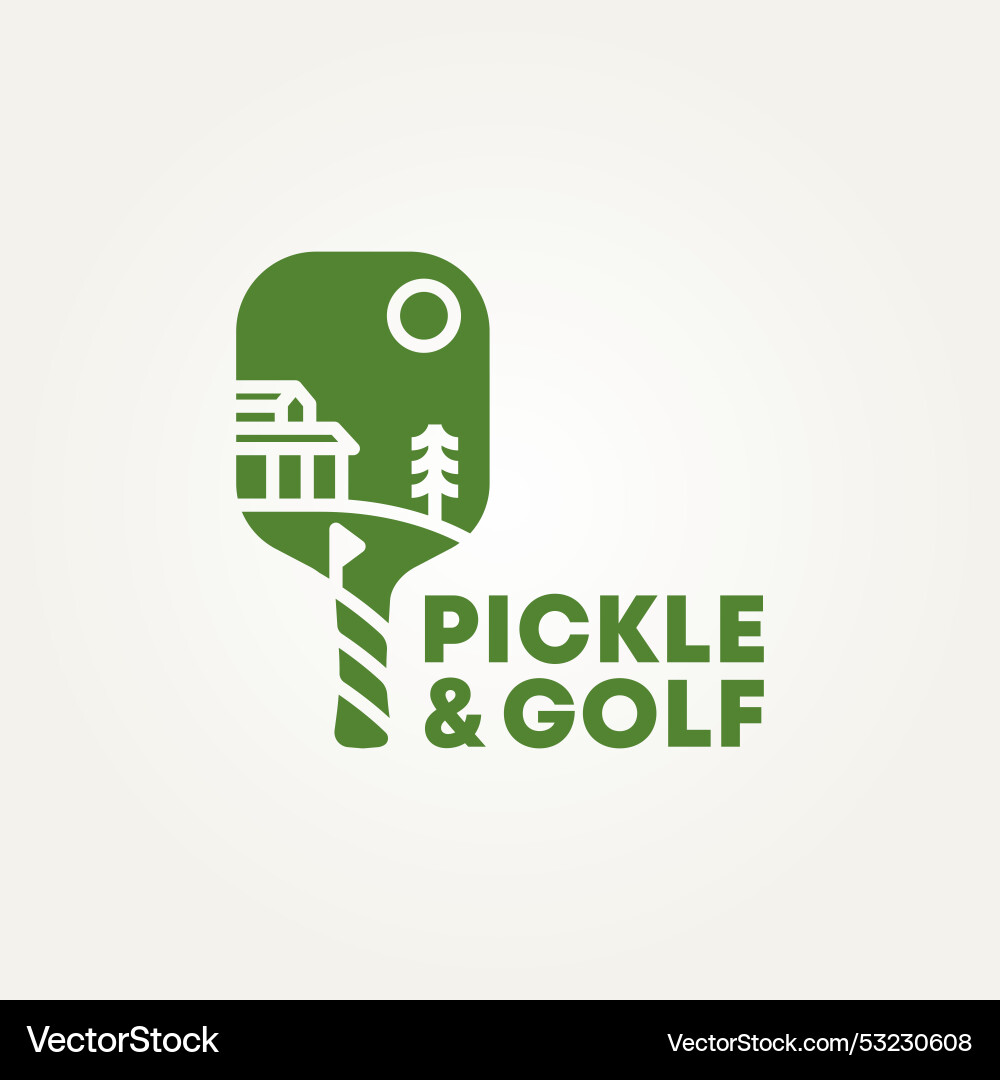 Cabin with pickle ball and golf line art icon logo Cabin with pickle ball and golf line art icon logo Vector Image