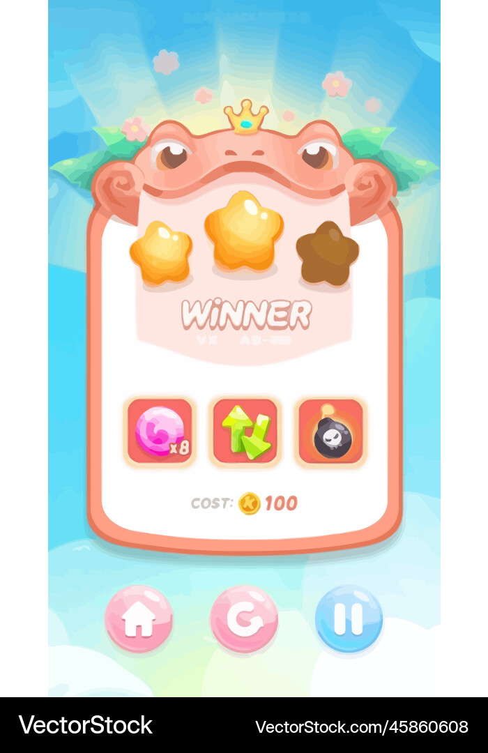 Complete set of level button game ui pop-up icon Vector Image