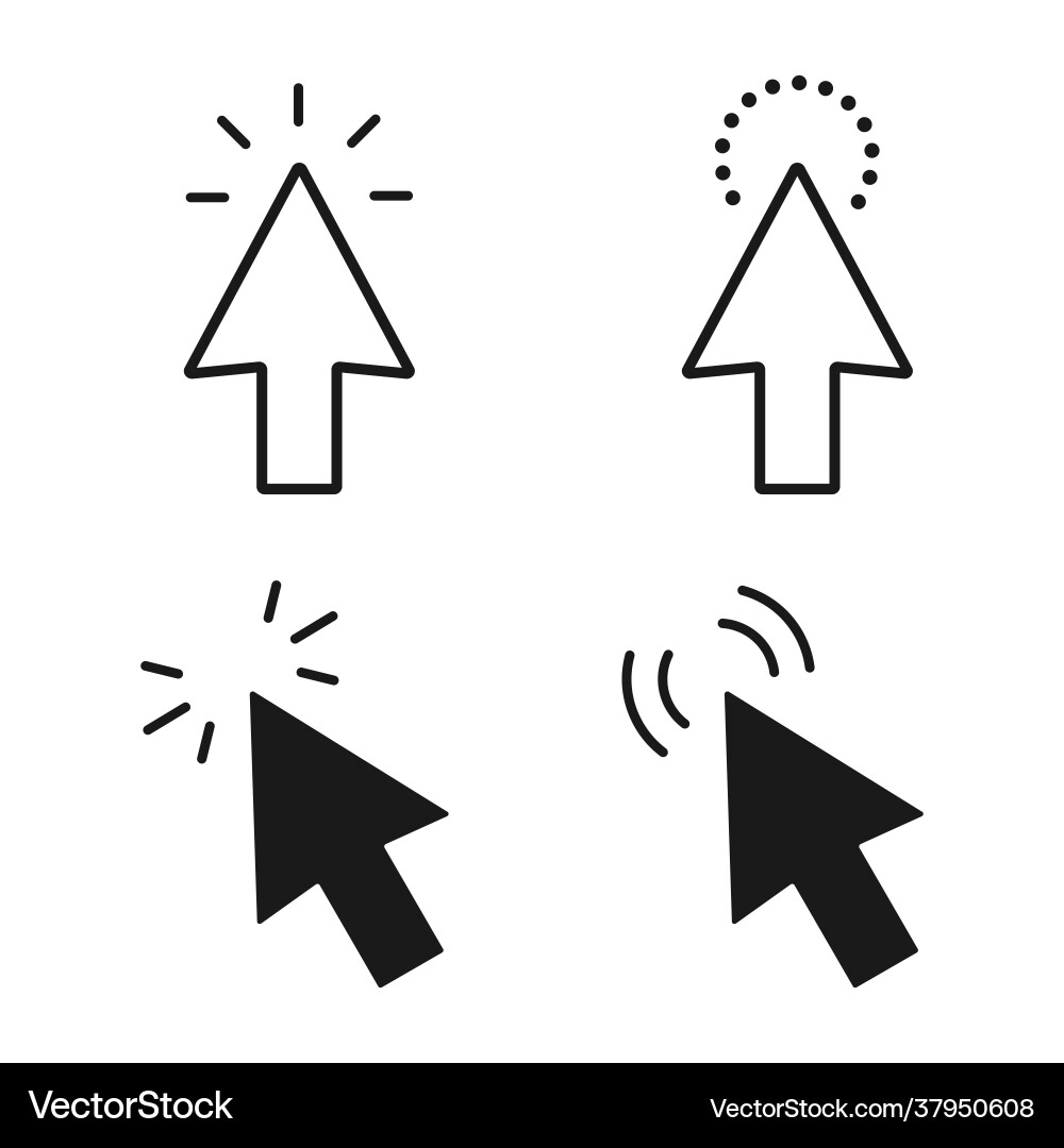 Computer mouse click cursor gray arrow icons set Computer mouse click cursor gray arrow icons set vector image