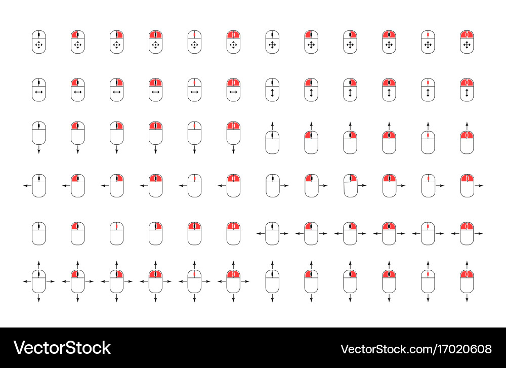 Computer Mouse Icons with Move Signals vector image