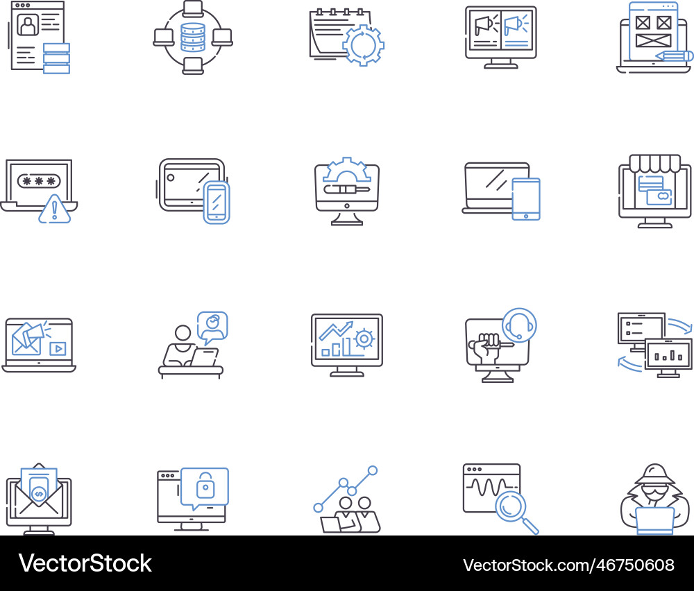 Computer outline icons collection Computer outline icons collection vector image
