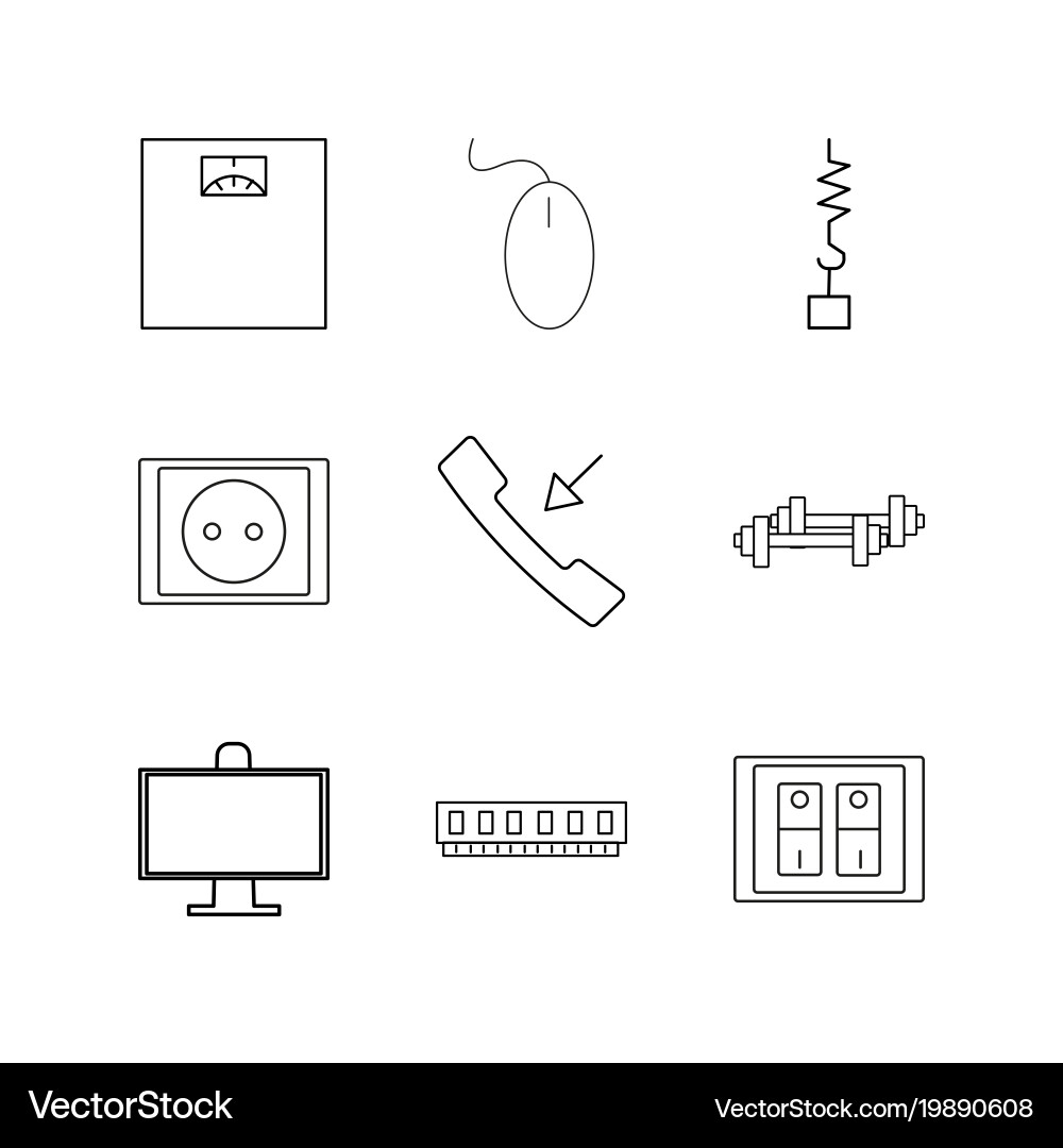 Devices linear icon set simple outline icons vector image