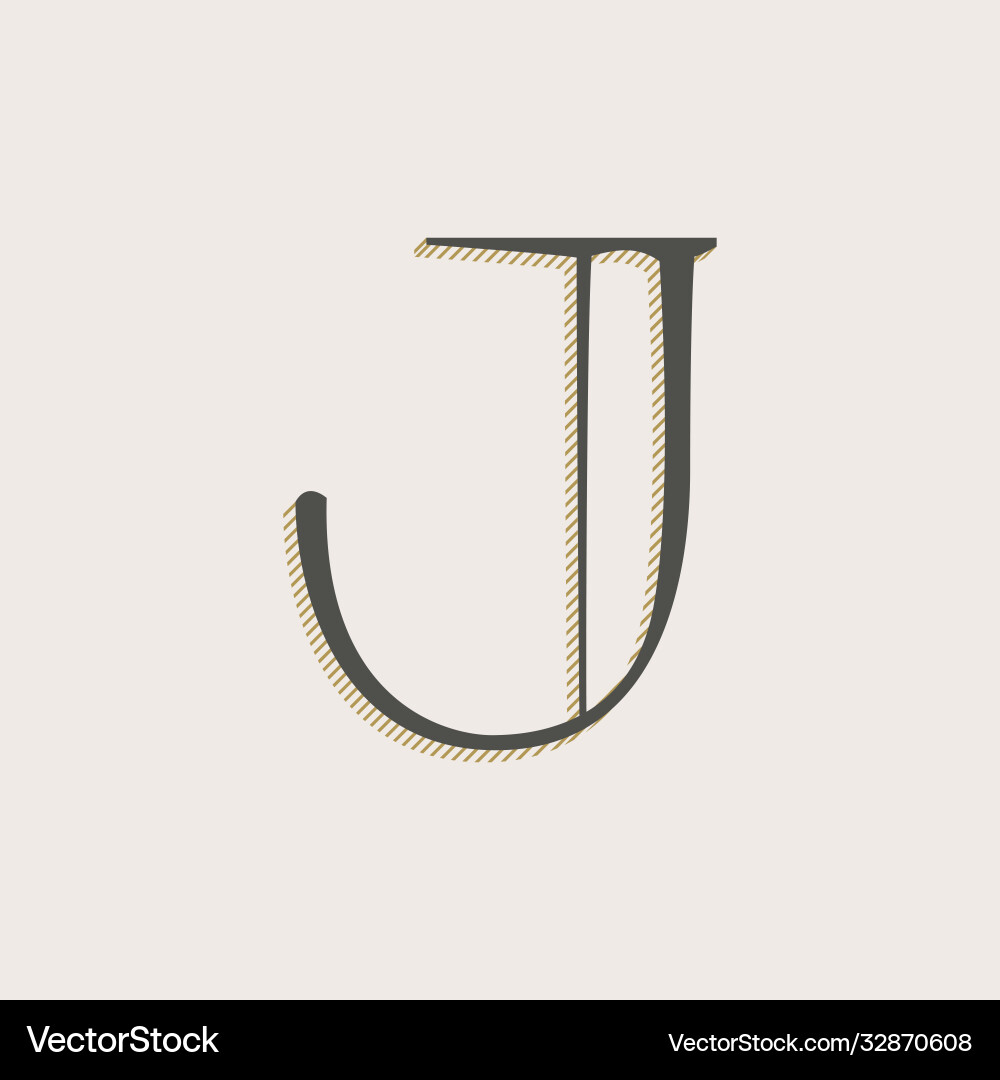 Elegant j letter serif font logo classic thin pen Elegant j letter serif font logo classic thin pen vector image