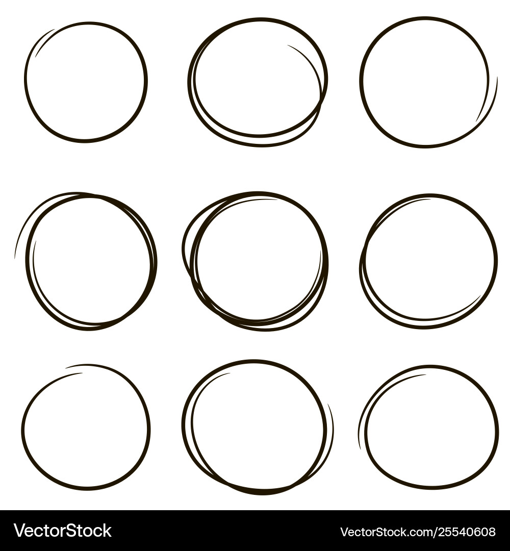 Hand Drawn Scribble Circles - Set Vector Image