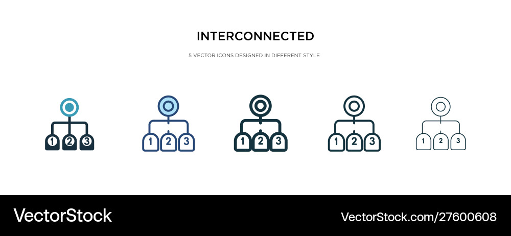 Interconnected icon in different style two Interconnected icon in different style two vector image