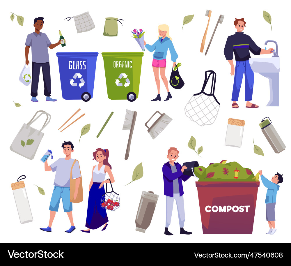 Isolated banners set of reduce reuse Vector Image
