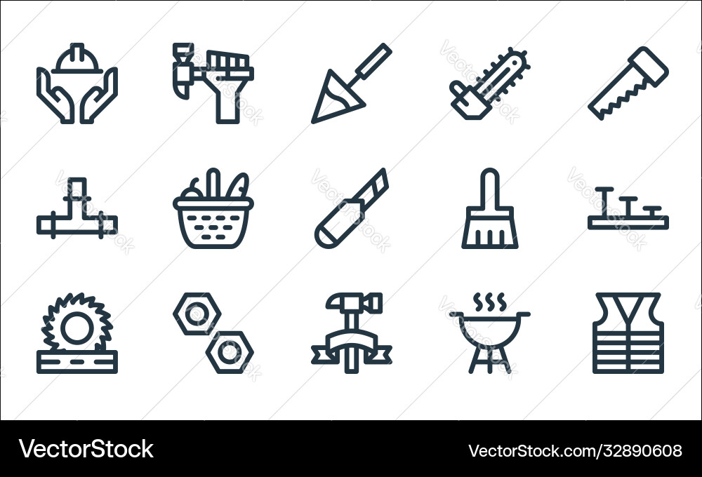 Labour day line icons linear set quality Labour day line icons linear set quality vector image