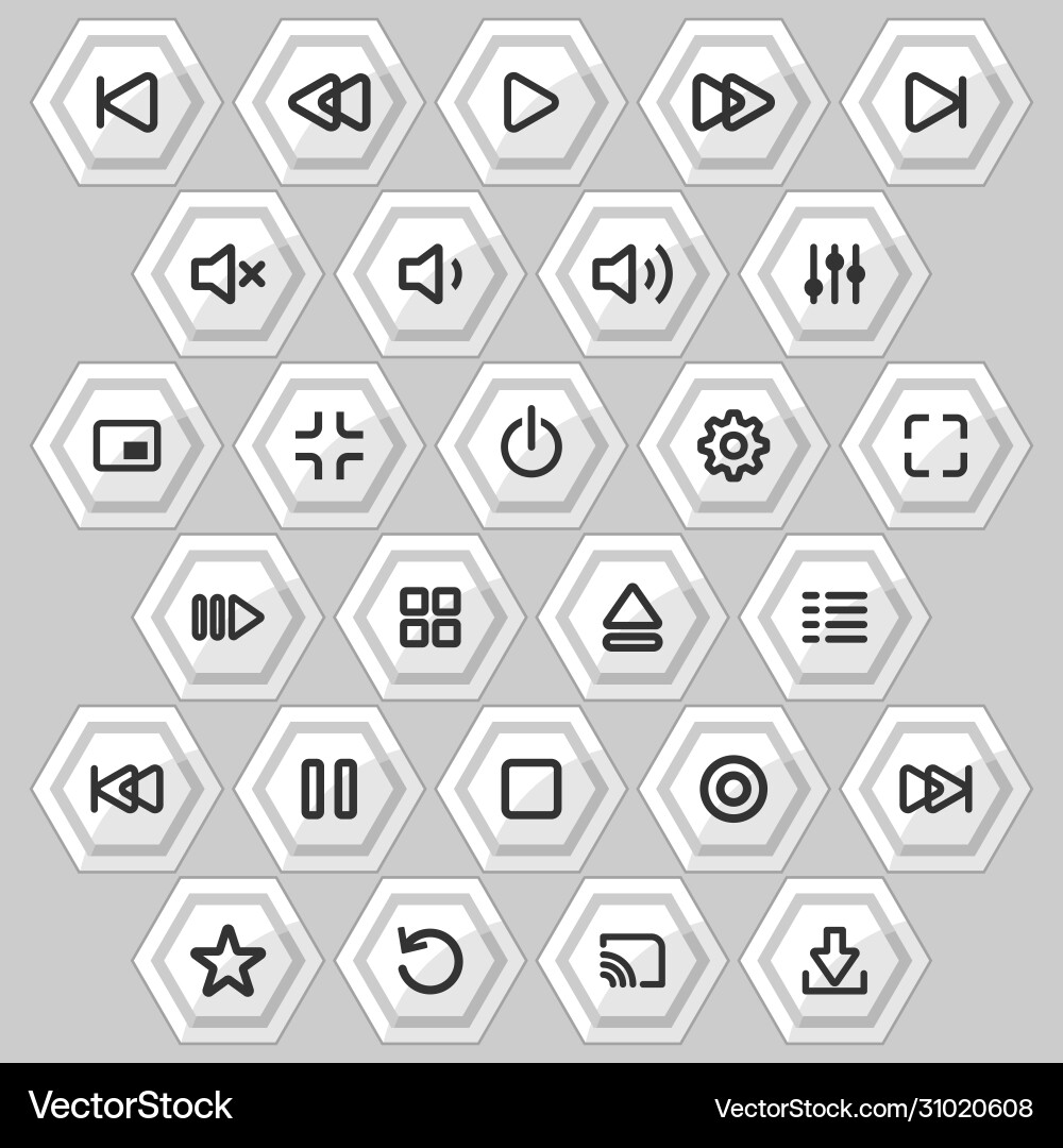 Media player control buttons set Media player control buttons set vector image