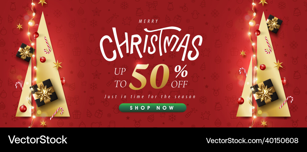 Merry christmas and happy new year promotion sale vector image