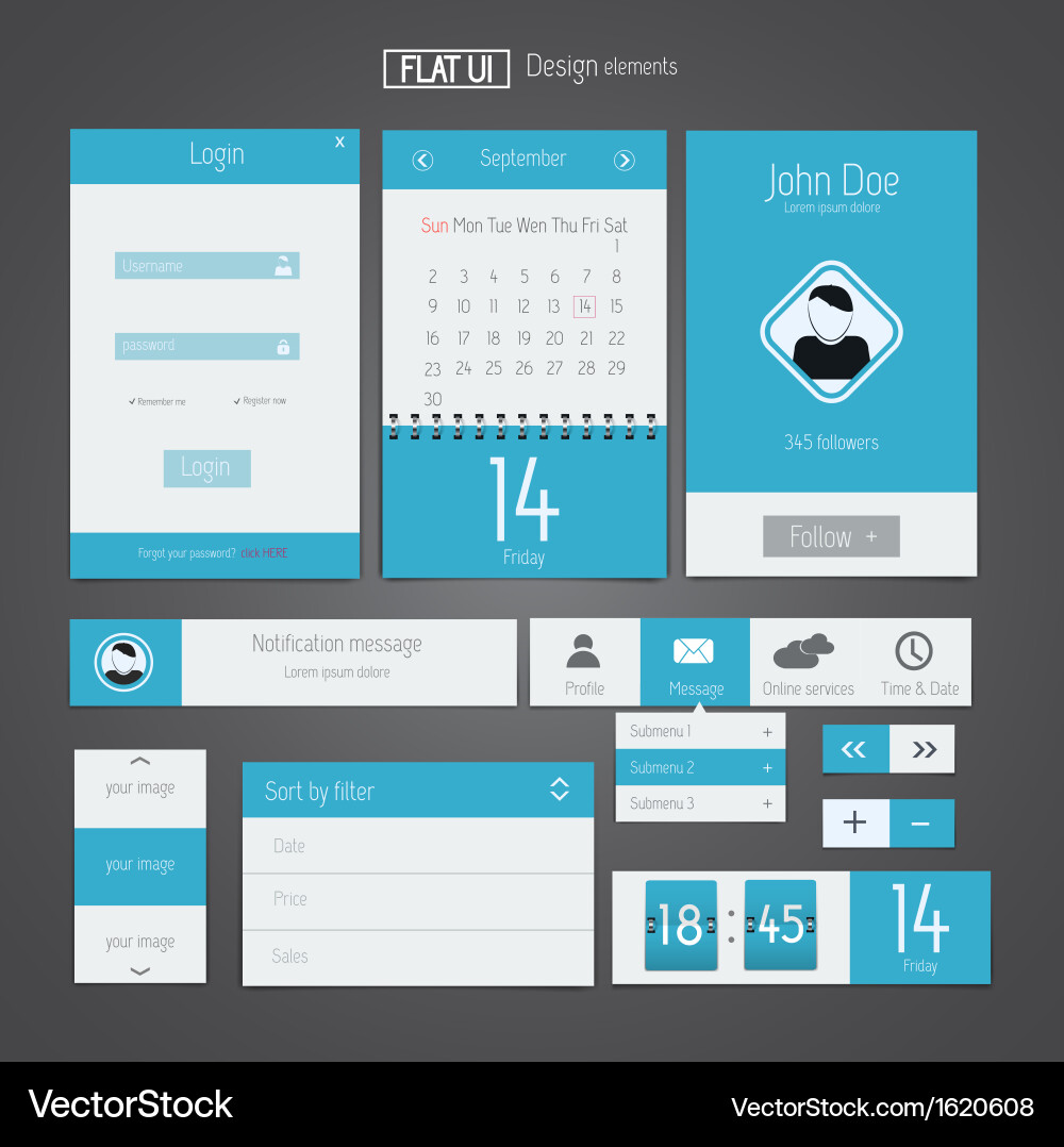 Modern UI Elements - Flat Icons & Buttons vector image