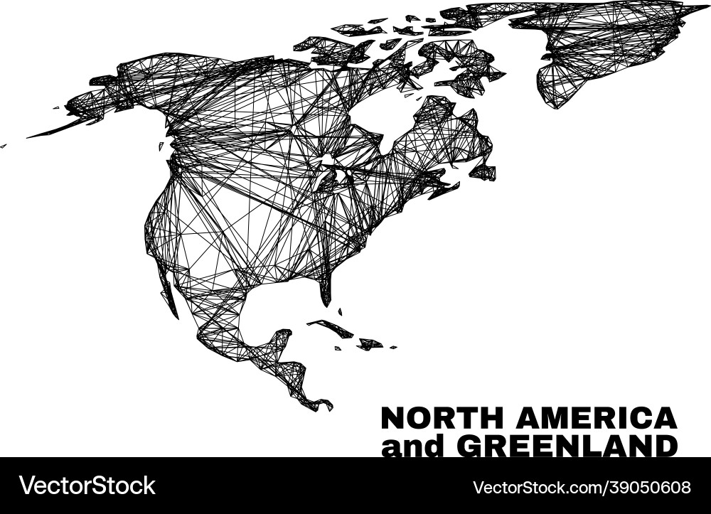 Netz unregelmäßig Netz Nordamerika und Grünland Karte Netz unregelmäßig Netz Nordamerika und Grünland Karte vektorbild