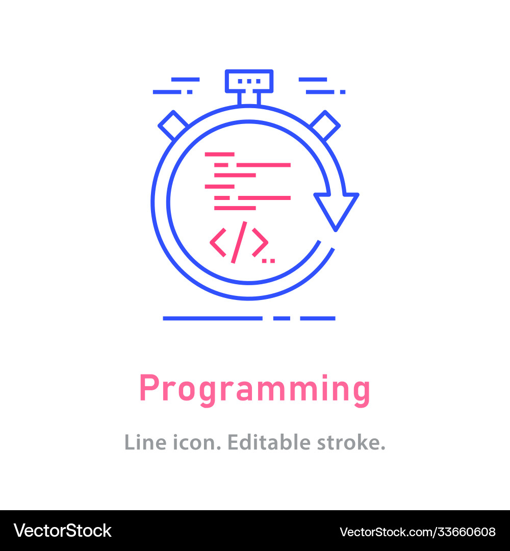Programming Line Icon - Editable Stroke Vector Image