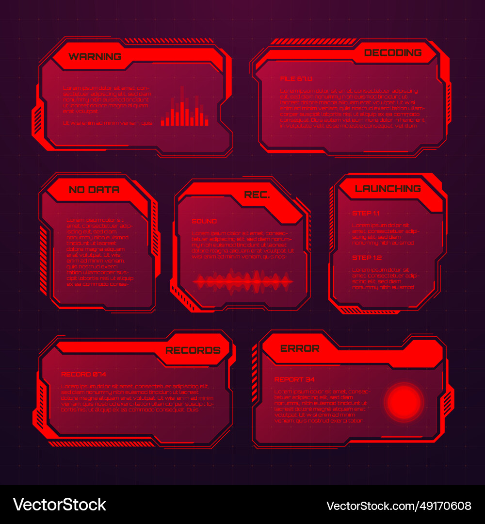 Red futuristic hud or ui elements sci-fi user Red futuristic hud or ui elements sci-fi user vector image