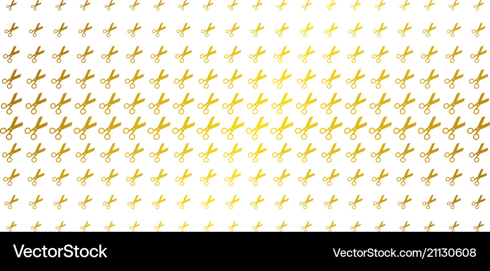 Scissors golden halftone grid vector image