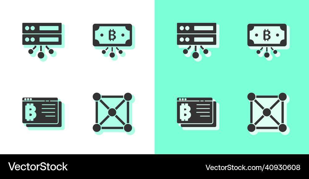 Set blockchain technology server bitcoin browser Set blockchain technology server bitcoin browser vector image