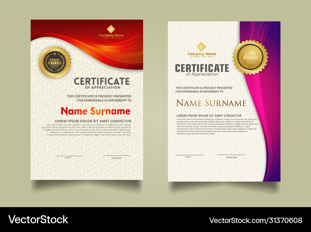 Set modern certificate template with flow lines Set modern certificate template with flow lines vector image