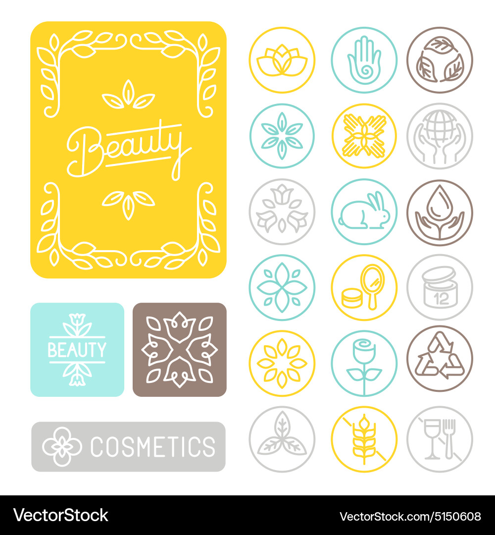 Set of linear design elements vector image