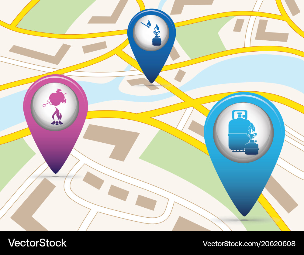 Set of tourism service map pointers vector image