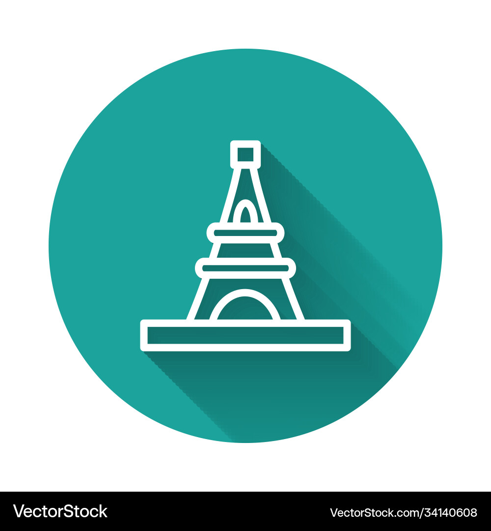 White line eiffel tower icon isolated with long Vector Image