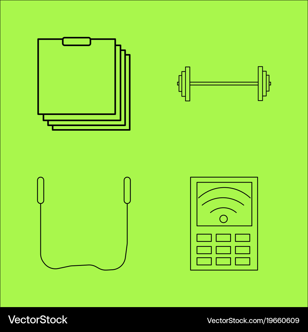 Basic content simple linear outline icon set vector image