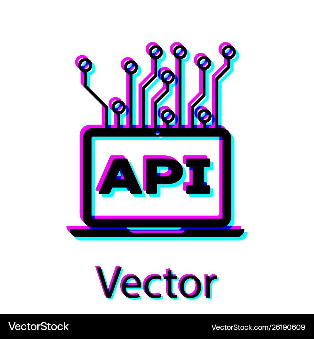 Black computer api interface icon isolated Black computer api interface icon isolated vector image