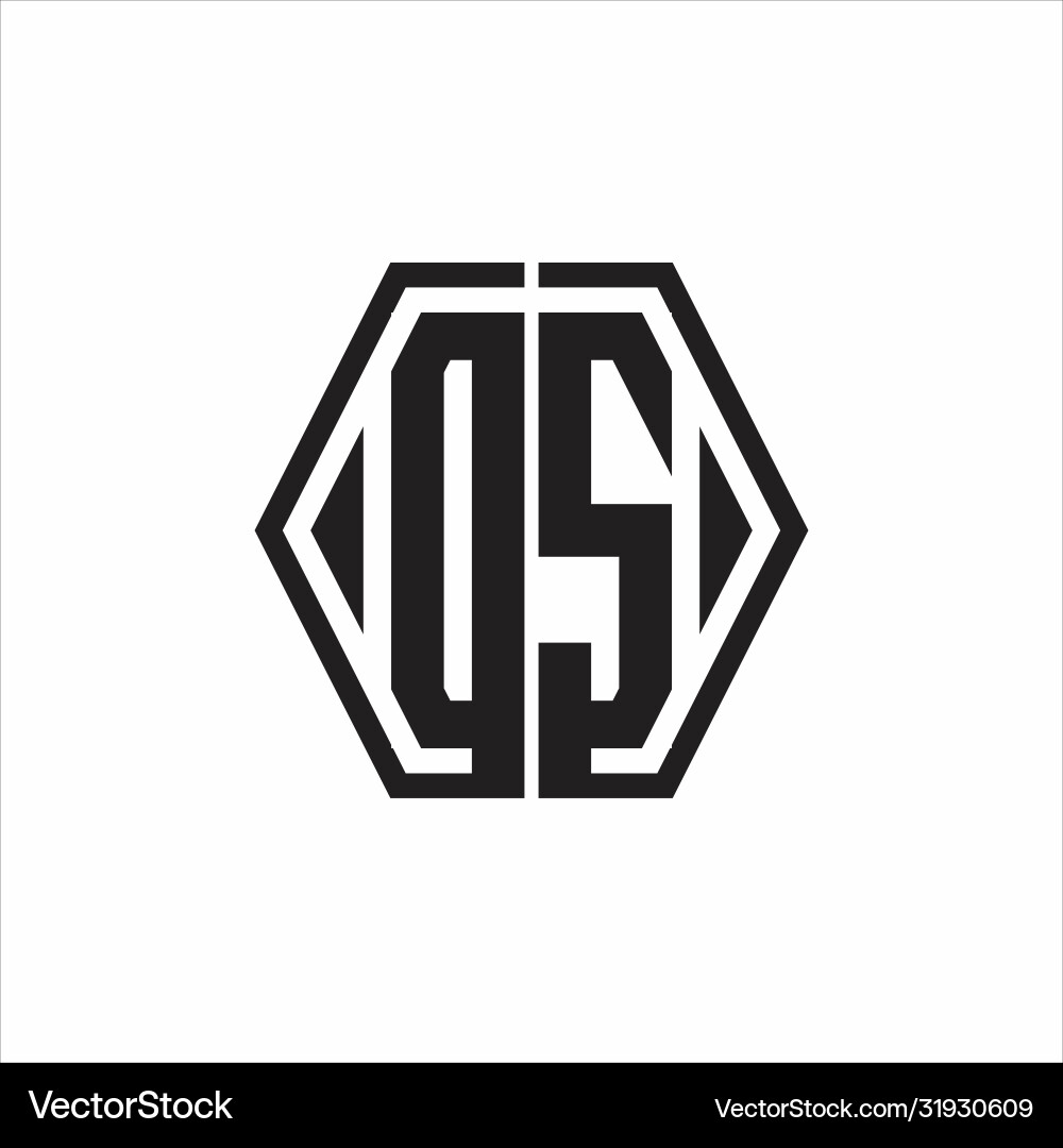 Ds logo monogram with hexagon line rounded design Vector Image