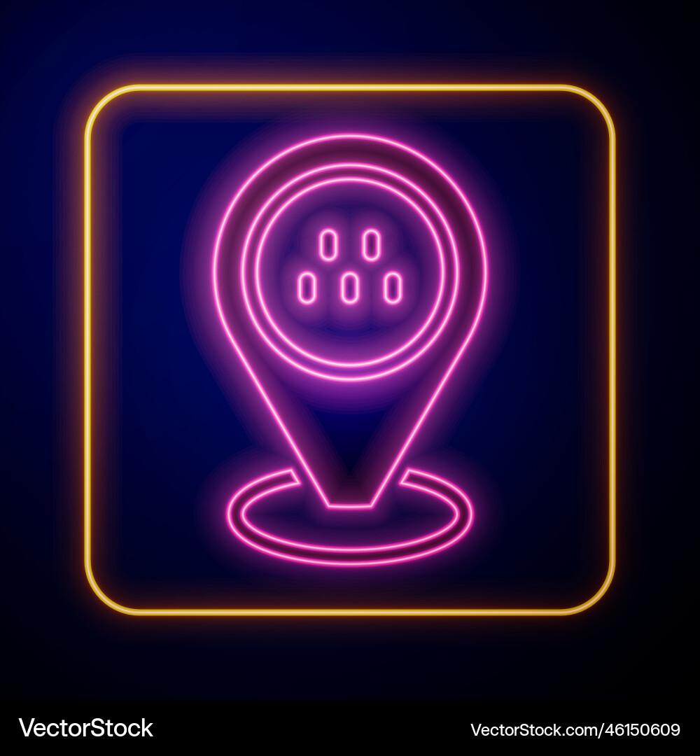 Glowing neon map pointer with taxi car icon Glowing neon map pointer with taxi car icon Vector Image