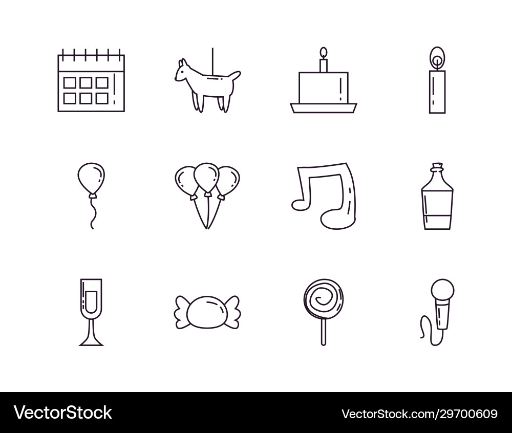 Isolated party line style icon set design Vector Image