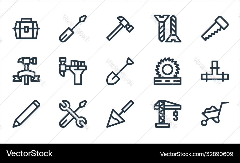 Labour day line icons linear set quality Labour day line icons linear set quality vector image