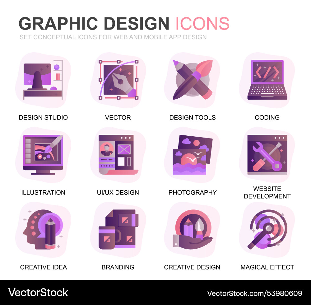 Modern set web and graphic design gradient flat vector image