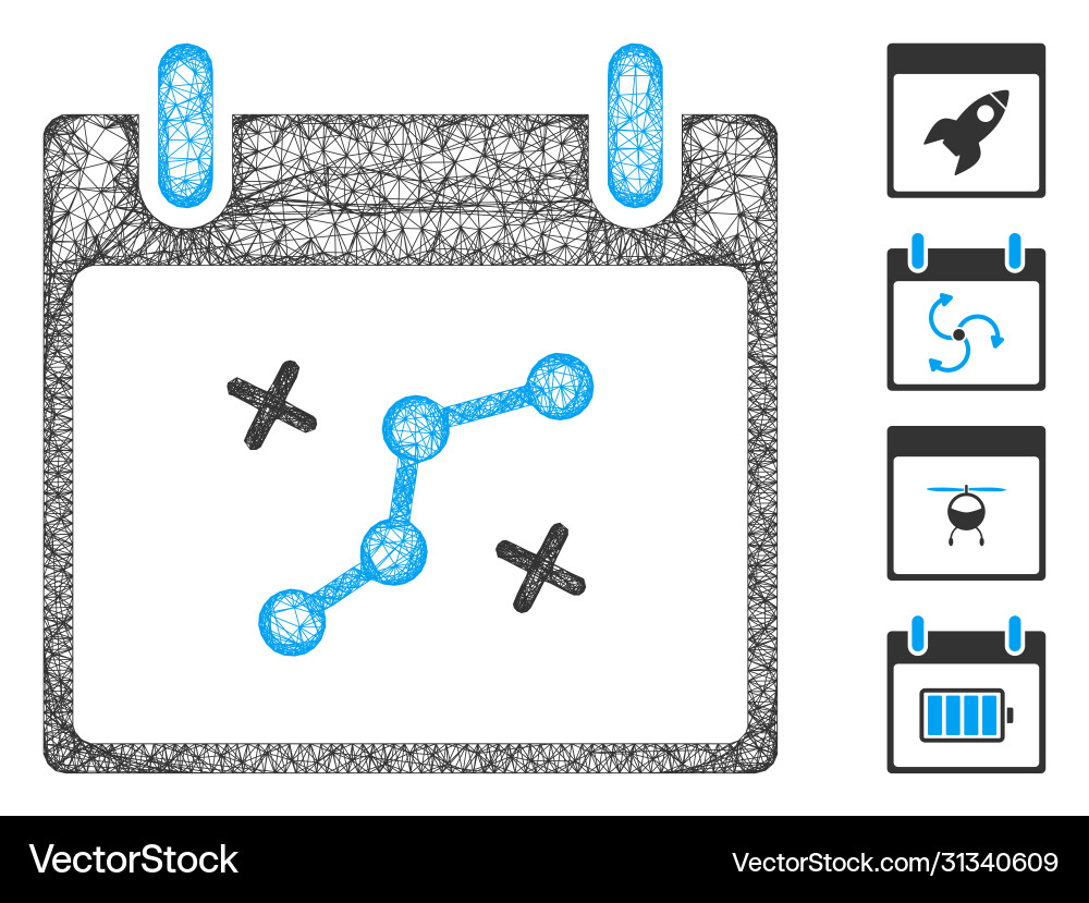 Path points calendar day web mesh Path points calendar day web mesh vector image