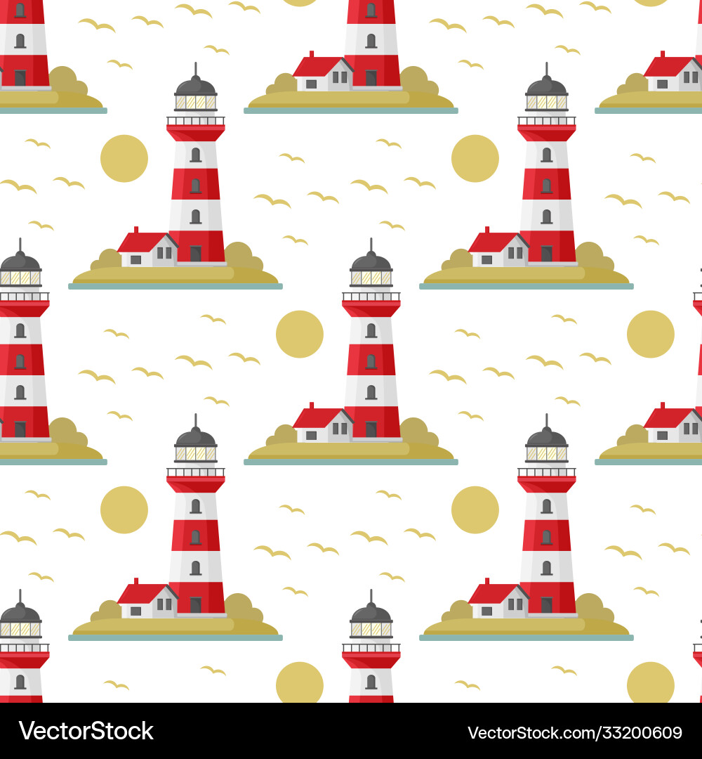 Sea seamless pattern with lighthouse Sea seamless pattern with lighthouse vector image