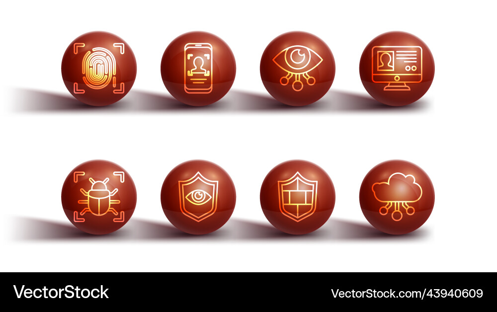 Set line fingerprint system bug create account Vector Image
