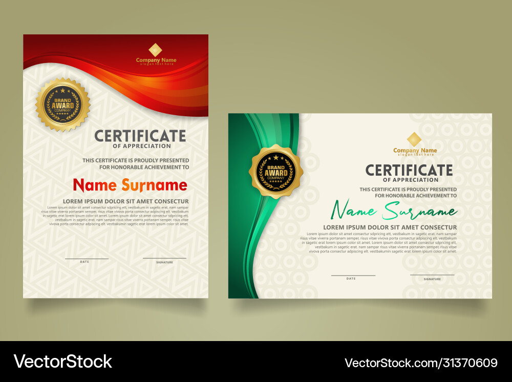 Set modern certificate template with flow lines Set modern certificate template with flow lines Vector Image