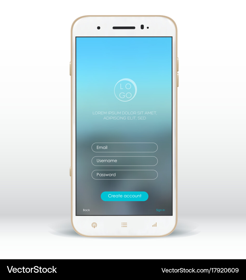 Smartphone Registration Page Royalty Free Vector Image