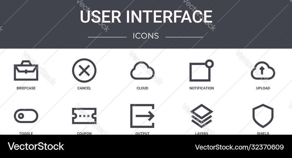 User interface concept line icons set contains User interface concept line icons set contains Vector Image