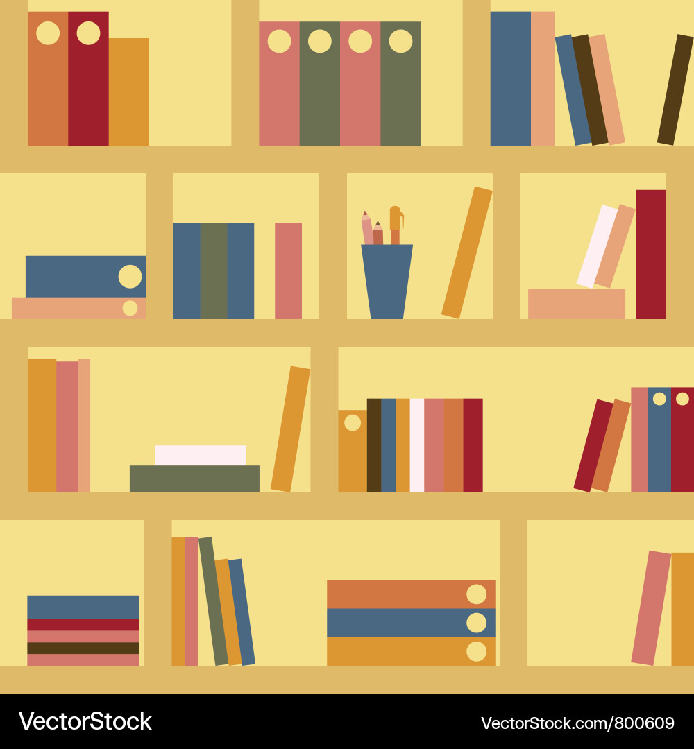 Wooden Bookshelf Background Vector Image