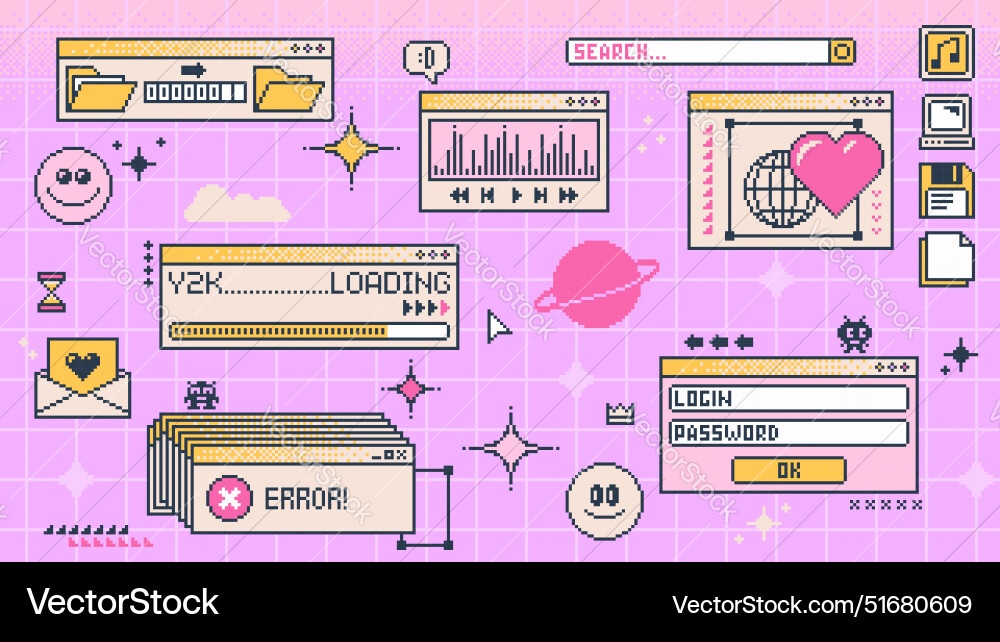 Y2K Computer Fenster - Fehlerbildschirm Vektorbild