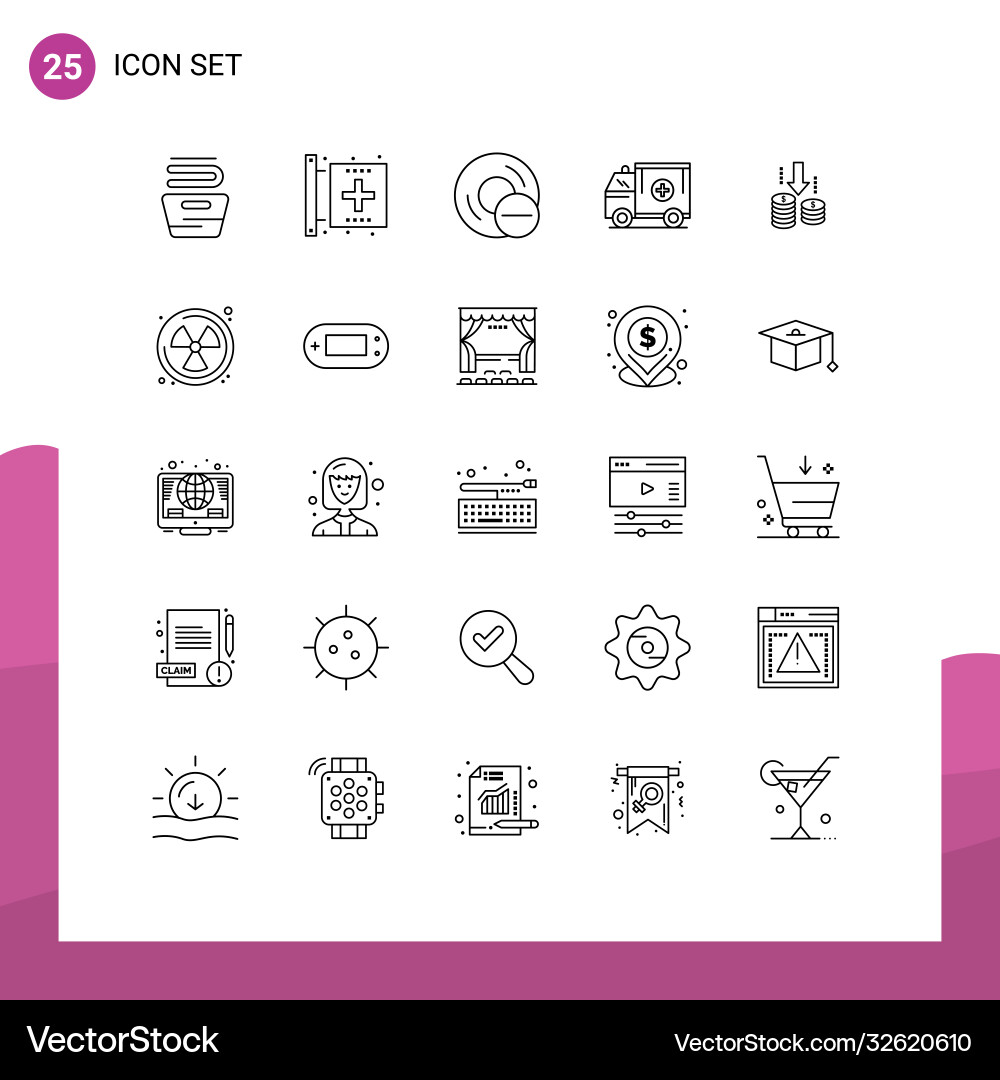 25 universal lines set for web and mobile Vector Image