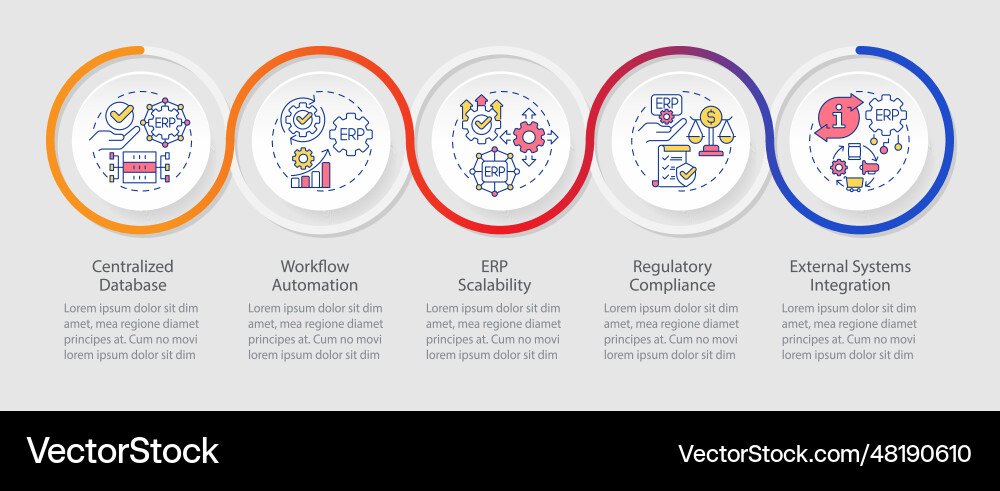 2d erp layout with colorful line icons 2d erp layout with colorful line icons Vector Image