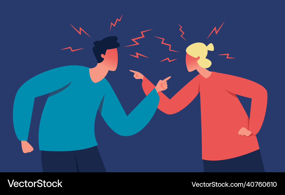Angry couple shouting at each other marriage Angry couple shouting at each other marriage vector image