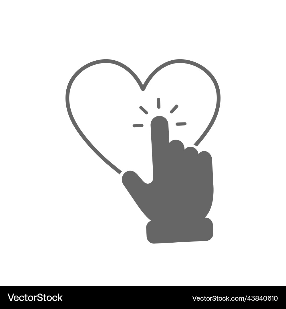 Cursor icon click on the heart arrow Cursor icon click on the heart arrow vector image